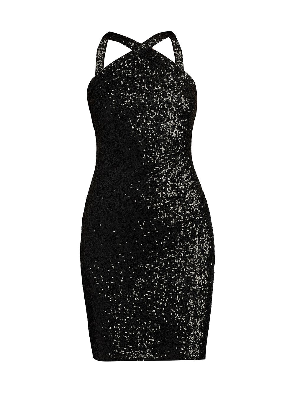

Мини-платье с бретелью и блестками Tadashi Shoji, черный