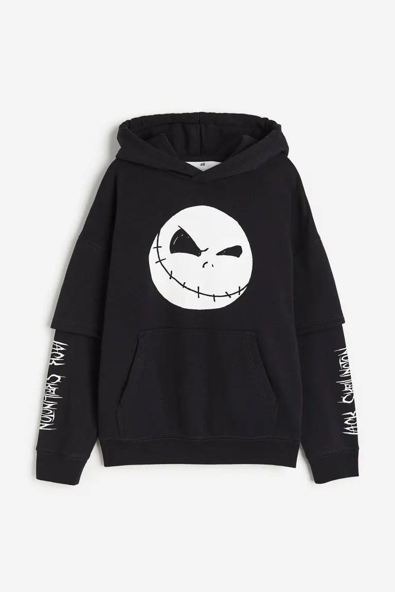 

Толстовка с принтом и капюшоном H&M, черный