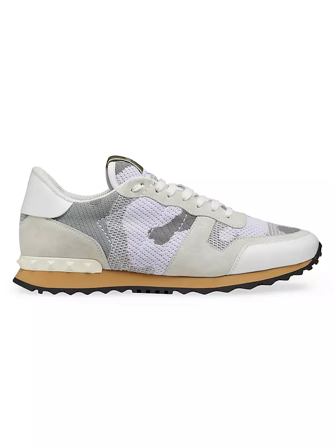 

Камуфляжные кроссовки Rockrunner из сетчатой ткани Valentino Garavani, белый