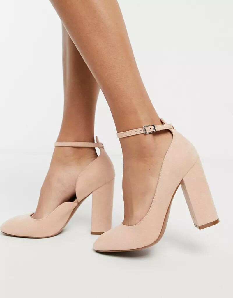 

Пыльно-розовые туфли на высоком блочном каблуке ASOS Placid