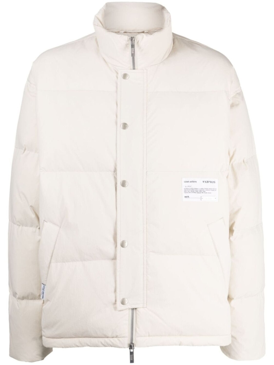

izzue logo-patch down puffer jacket, нейтральный цвет