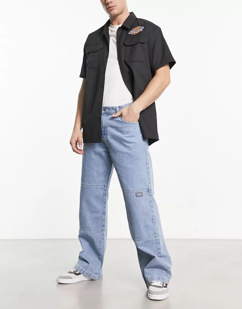 

Голубые джинсы Dickies свободного кроя из денима с двойными коленями