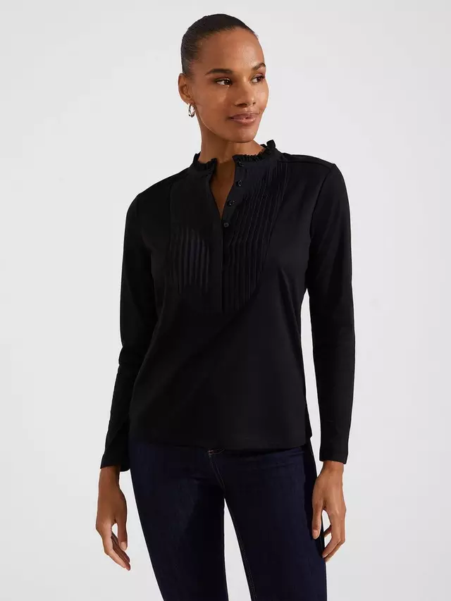 

Топ Hobbs Hobbs Rae Pintuck Ruffle Neck, черный