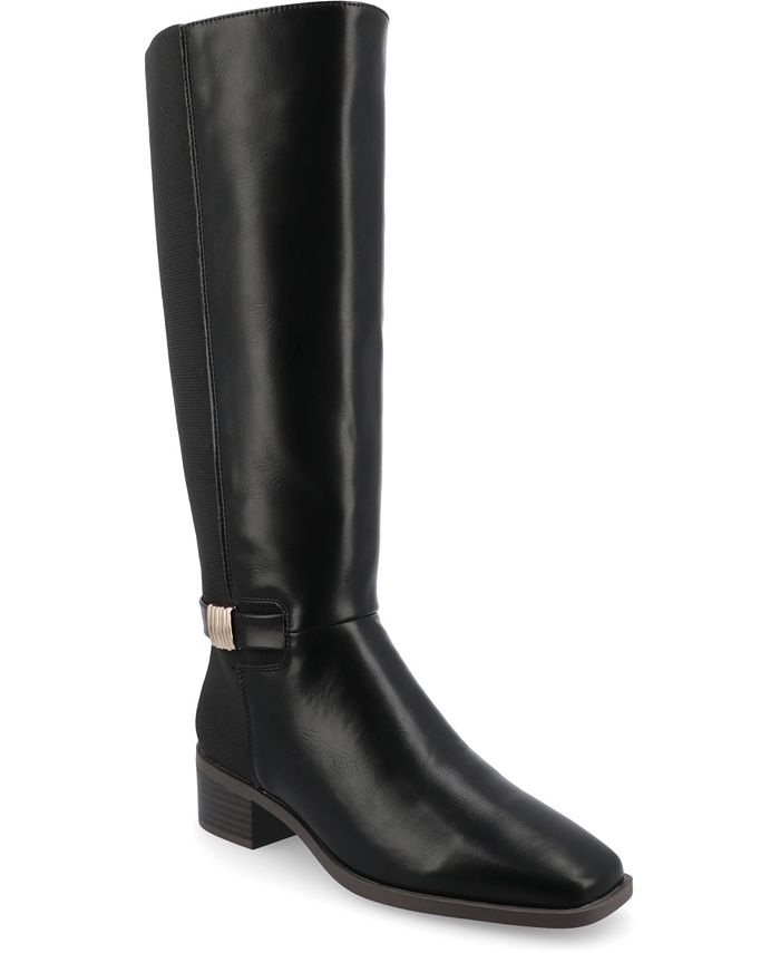 Женские ботинки Londyn Tru Comfort из пеноматериала, наборный каблук, квадратный носок, стандартные икры Journee Collection, черный
