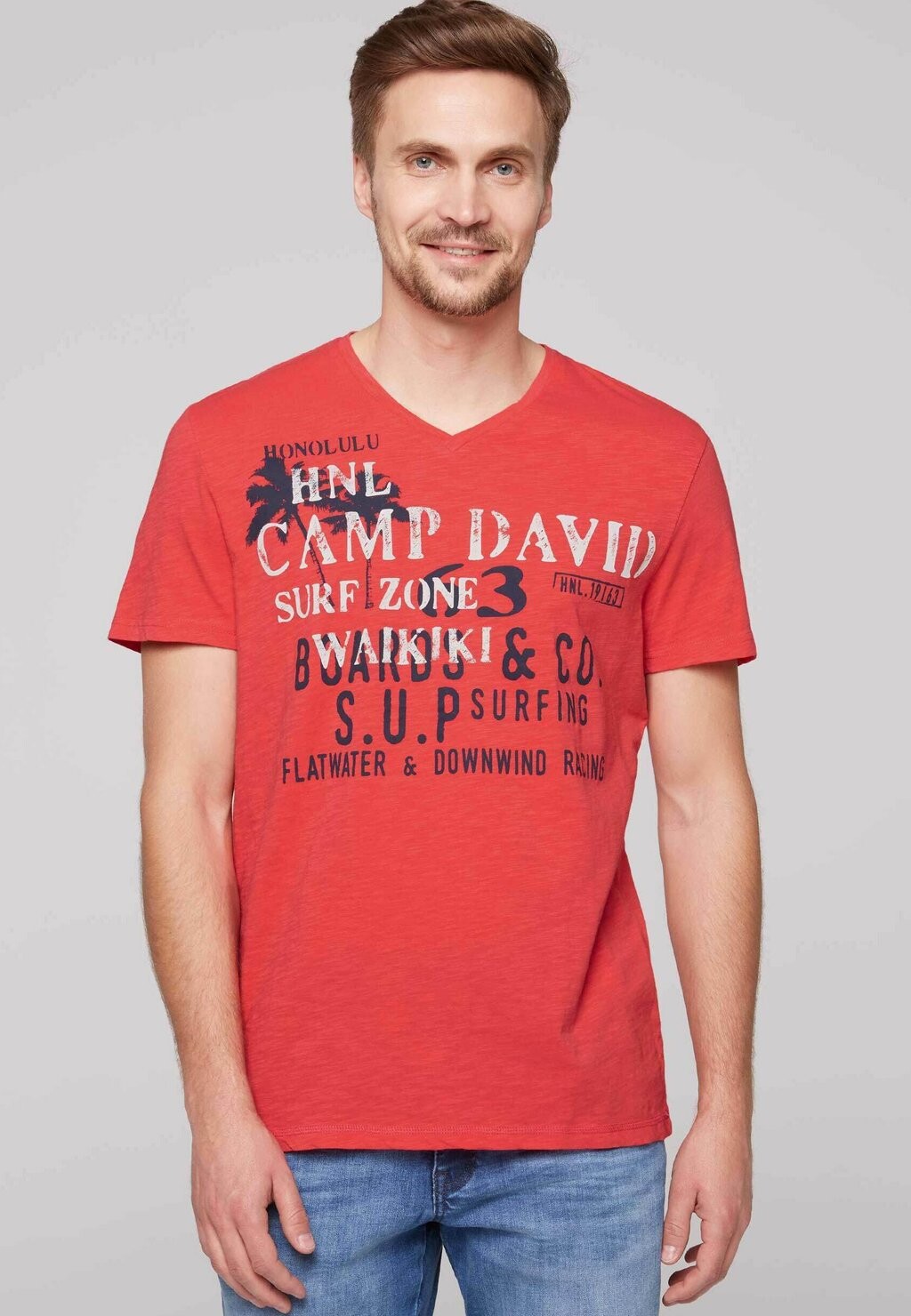 

Футболка с принтом MIT V-NECK Camp David, красный