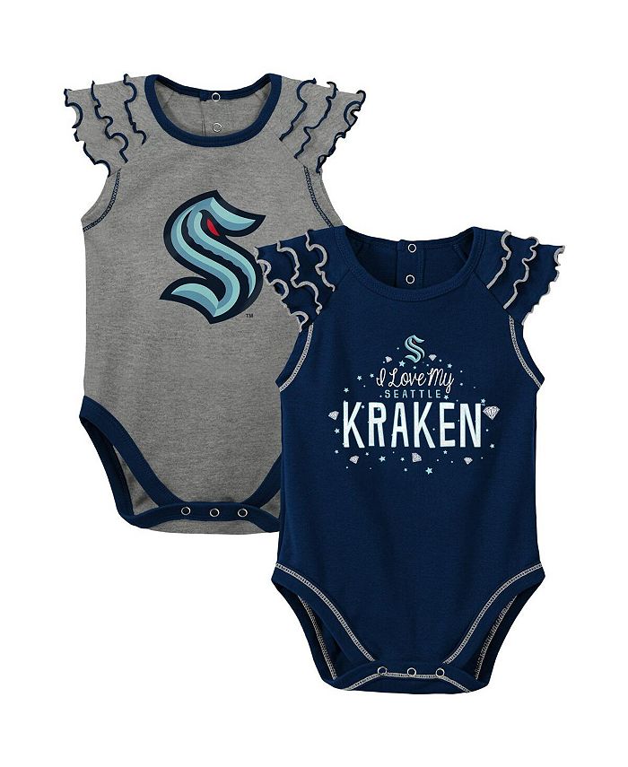 Комплект боди унисекс для новорожденных темно-синего и серого цвета Seattle Kraken Shining All-Star, состоящий из двух частей Outerstuff, синий