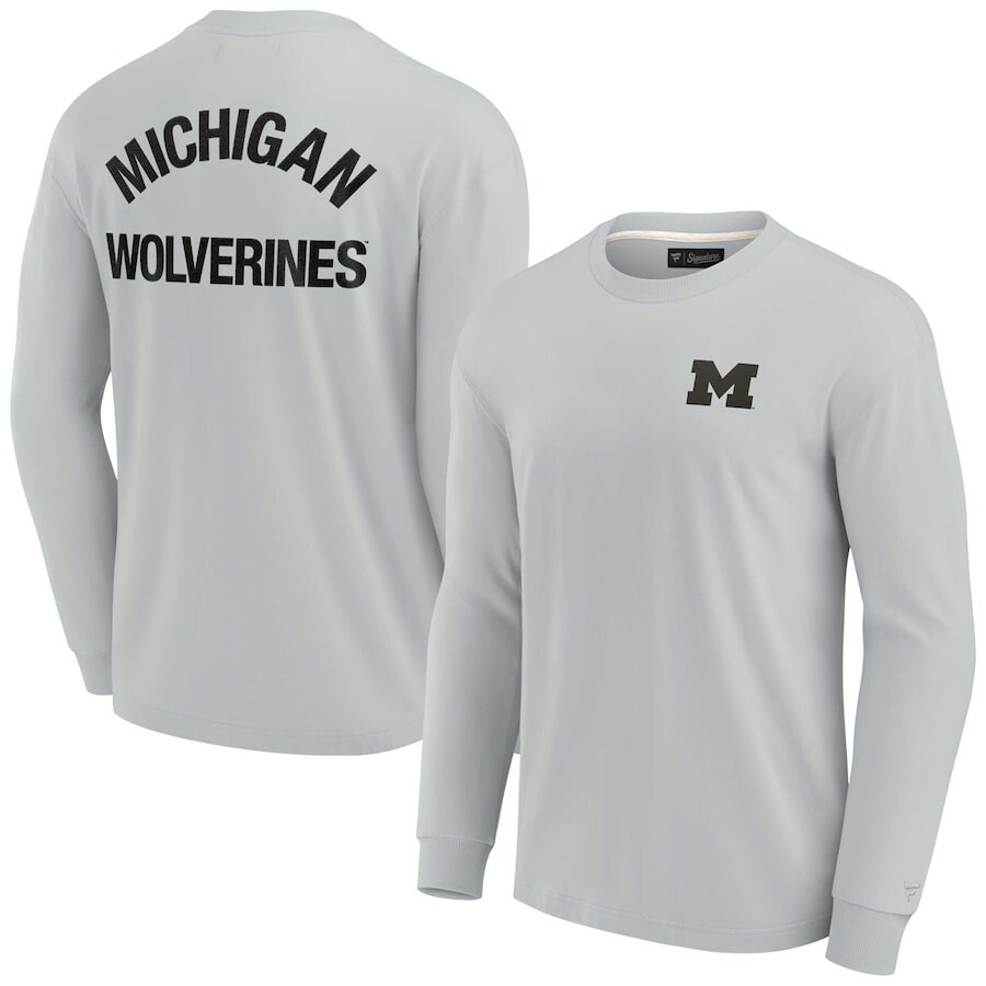 

Футболка с длинным рукавом Fanatics Signature Michigan Wolverines, серый