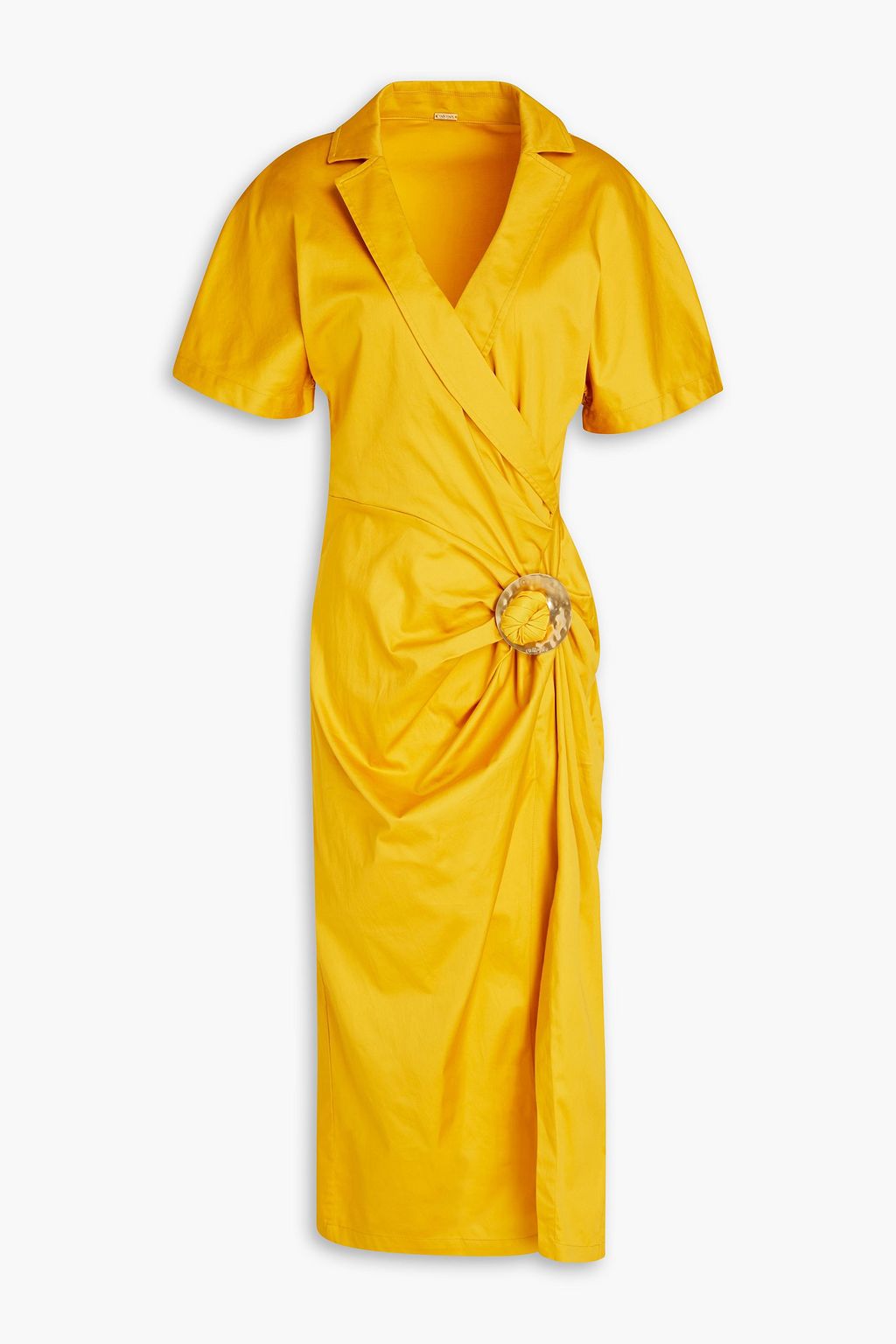 Платье миди Calista из поплина с эффектом запаха и декором CULT GAIA, бархатцы