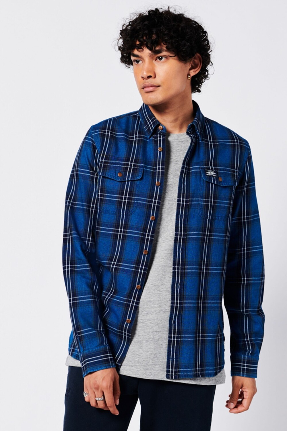 

Синяя винтажная рубашка Trailsman Superdry, синий