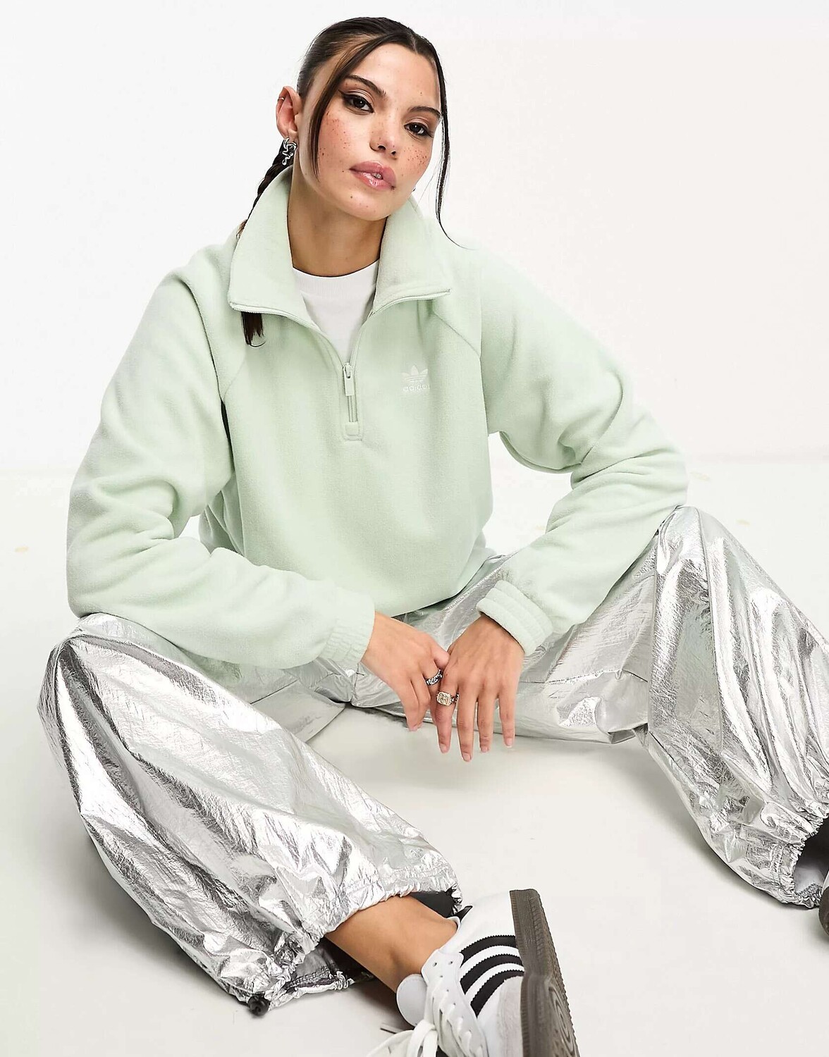 

Мятно-зеленый флис 1/4 adidas Originals Neutral Court