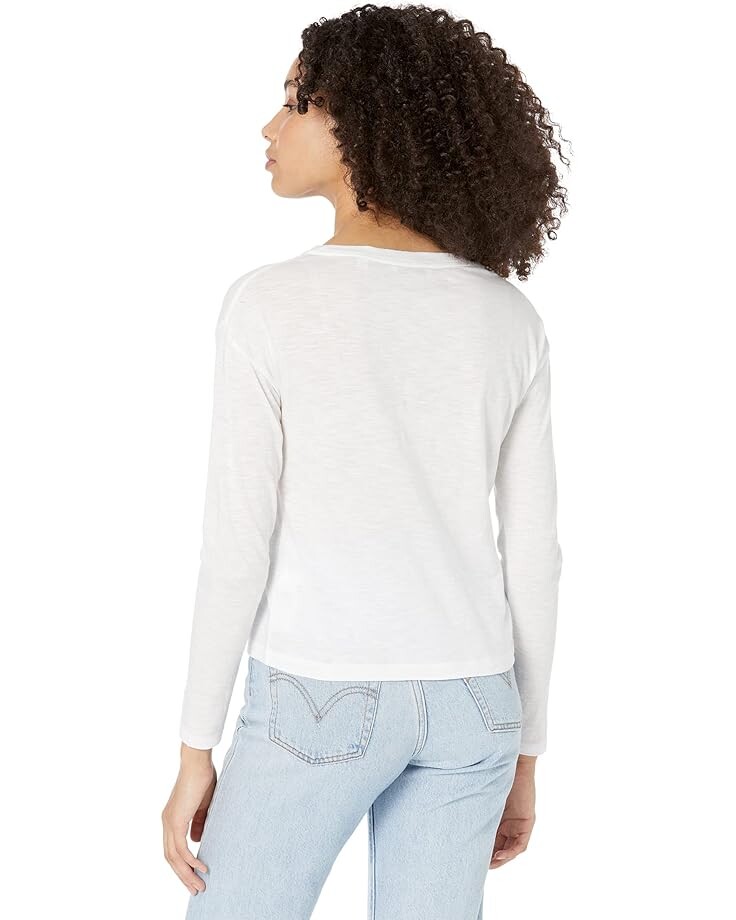 

Футболка Vince Boxy Long Sleeve 100% Cotton Crew Neck Tee, цвет Optic White