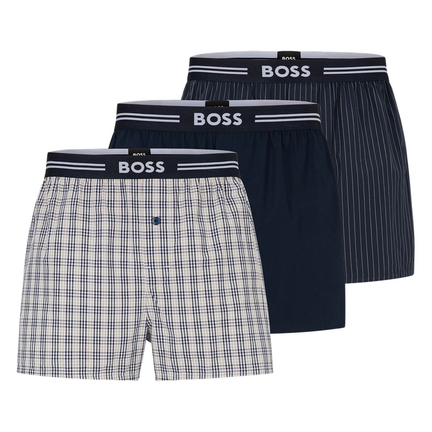 Боксеры BOSS Web-Boxershorts 3 шт, цвет Hellblau/Dunkelblau