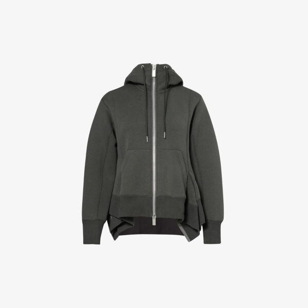

Толстовка из смесового хлопка с прорезной молнией по бокам Sacai, цвет c/gray