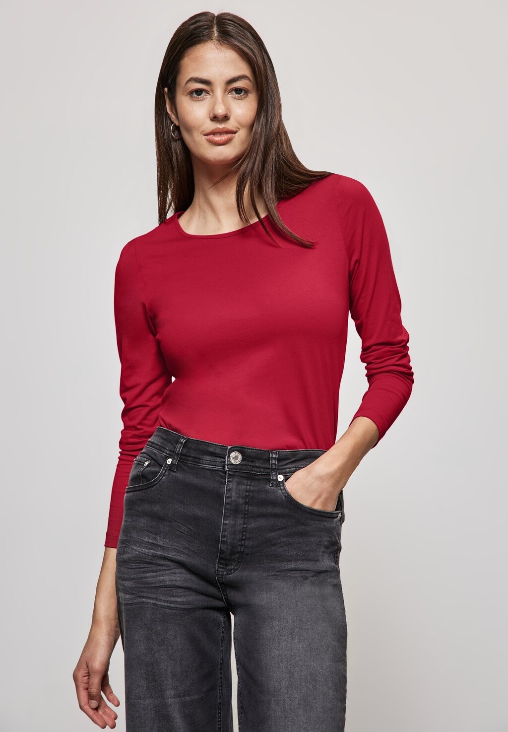 

Топ с длинными рукавами Street One, цвет Mottled Dark Red