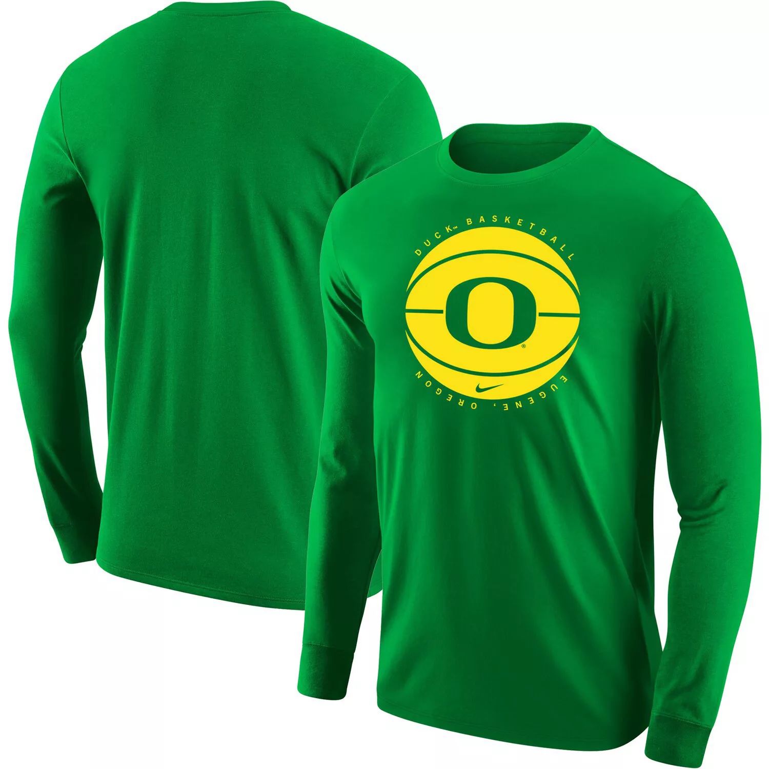 Мужская зеленая баскетбольная футболка с длинным рукавом Oregon Ducks Nike