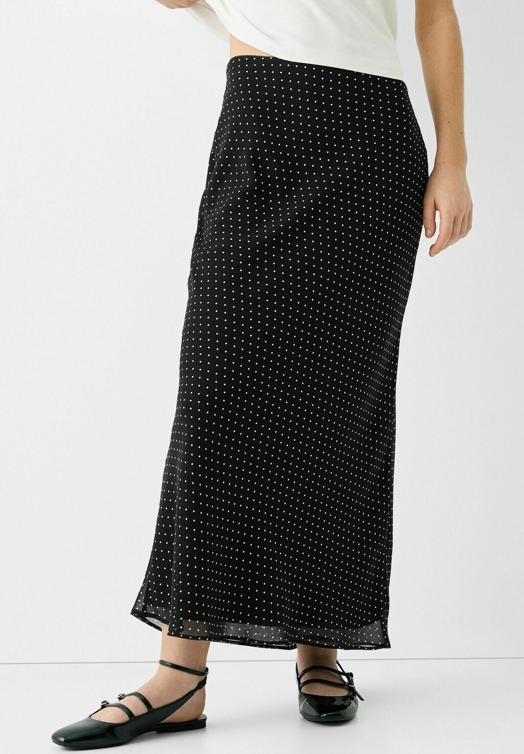 

Юбка макси LONG POLKA DOT Bershka, цвет black