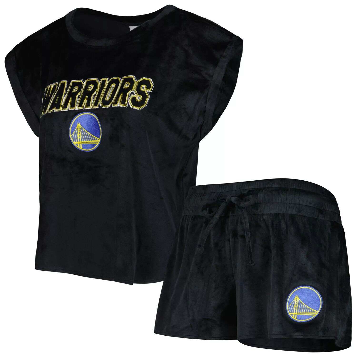 

Женский комплект для сна, черная футболка Golden State Warriors Intermission и шорты Concepts Sport