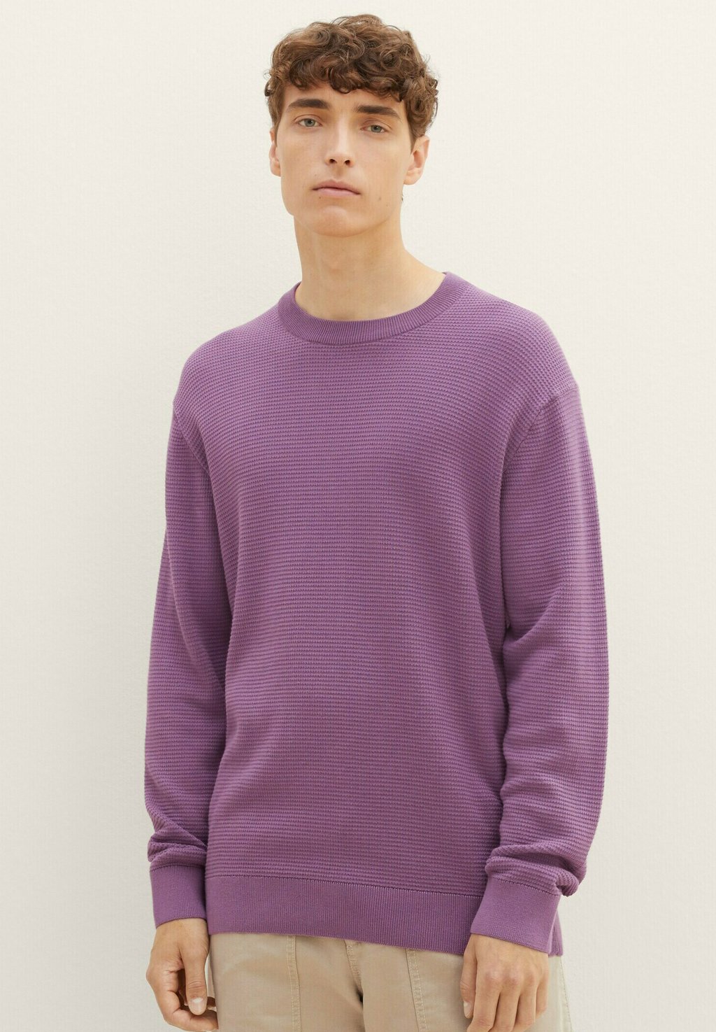 футболка с принтом mit foto tom tailor цвет dusty purple Вязаный свитер TOM TAILOR DENIM, цвет dusty grape