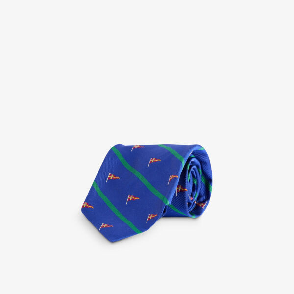 

Полосатый шелковый галстук с широким лезвием Polo Ralph Lauren, цвет royal