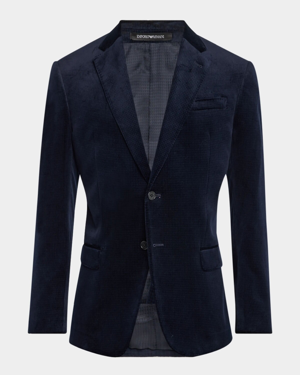

Мужской бархатный пиджак в клетку мини с принтом Emporio Armani, цвет Fancy Blue