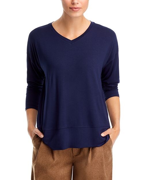 

Топ свободного кроя с V-образным вырезом Eileen Fisher, цвет Blue