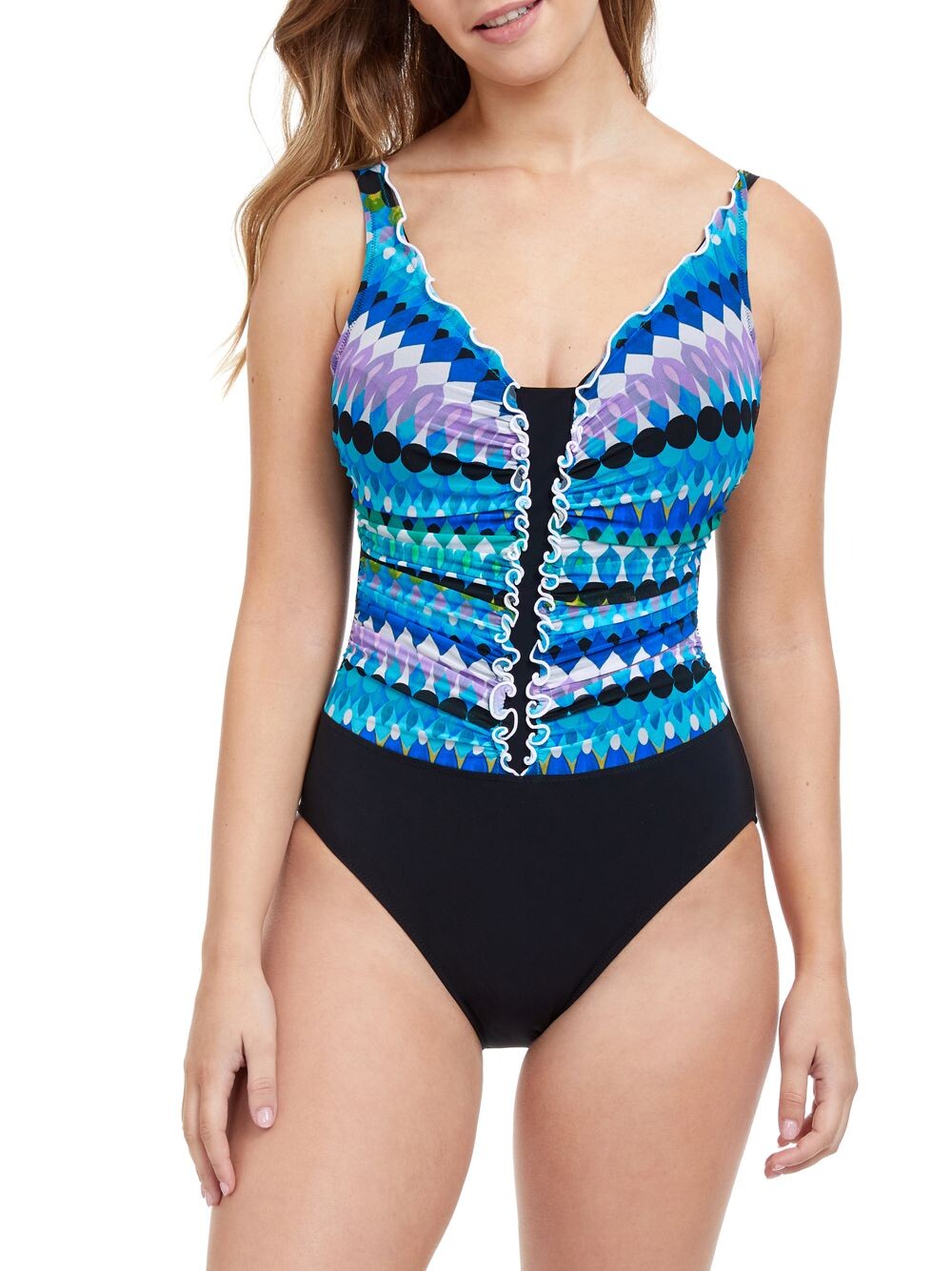 

Цельный купальник Moroccan Escape с V-образным вырезом Gottex Swimwear, синий