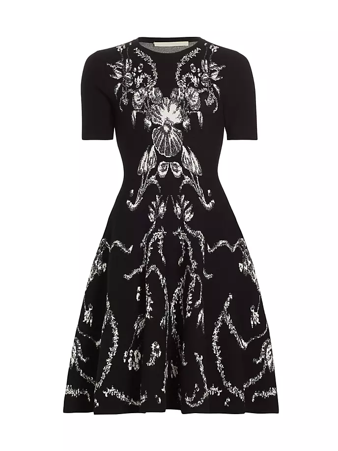 

Платье расклешенной вязки с дамасским жаккардом Jason Wu Collection, черный