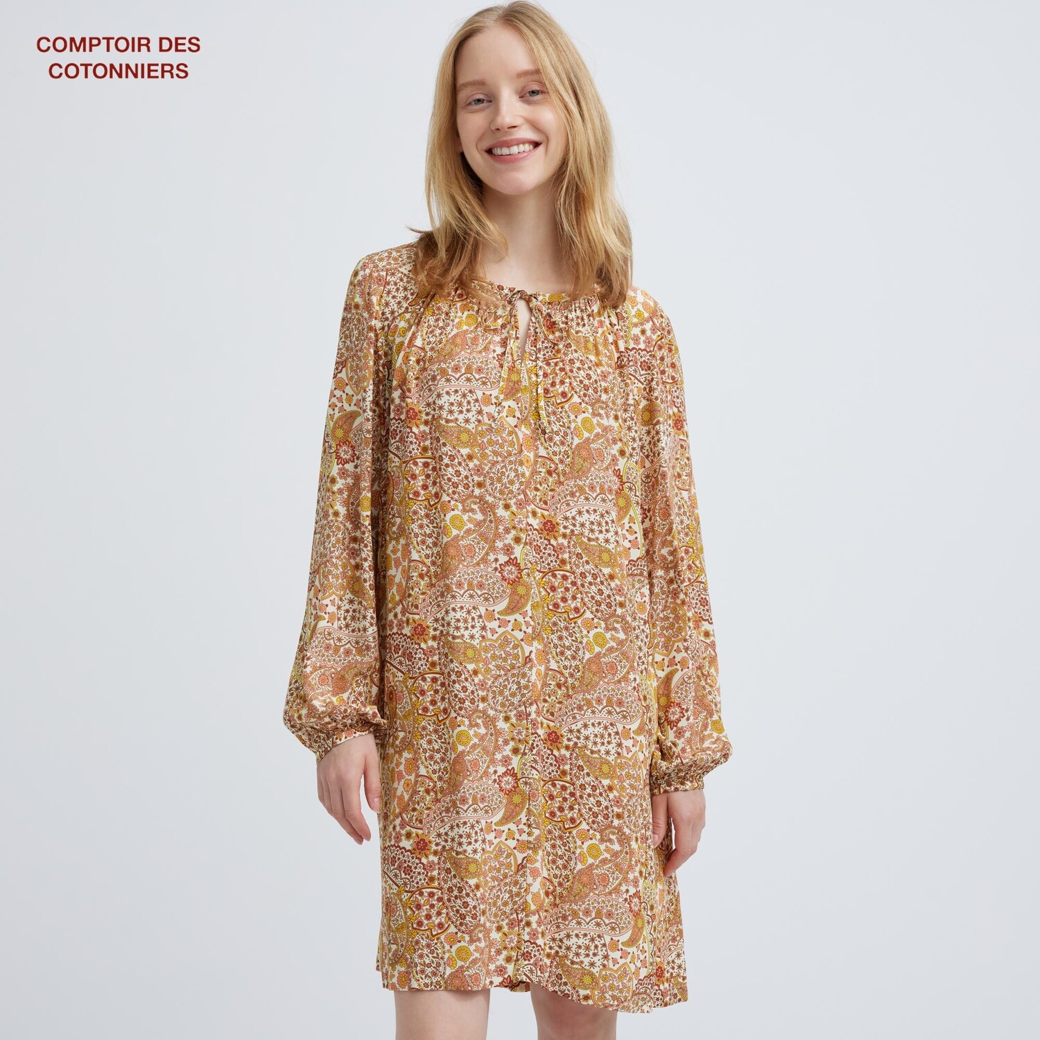 

Платье Uniqlo Comptoir de Cotonnier с принтом и рукавом пейсли, коричневый