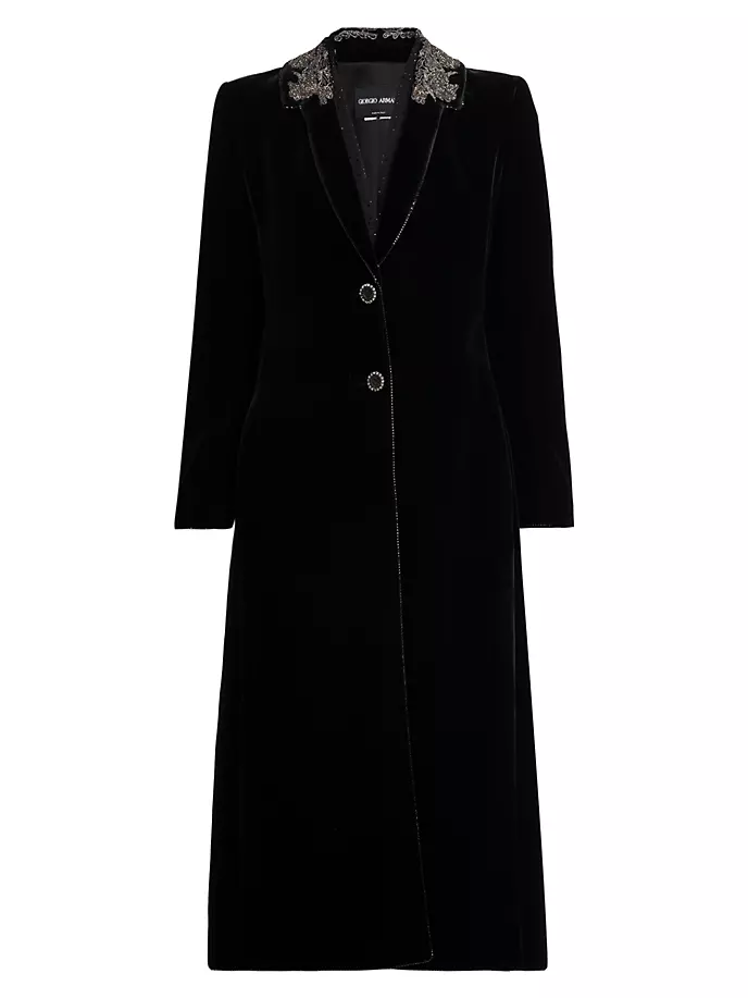 

Украшенное бархатное пальто Giorgio Armani, черный