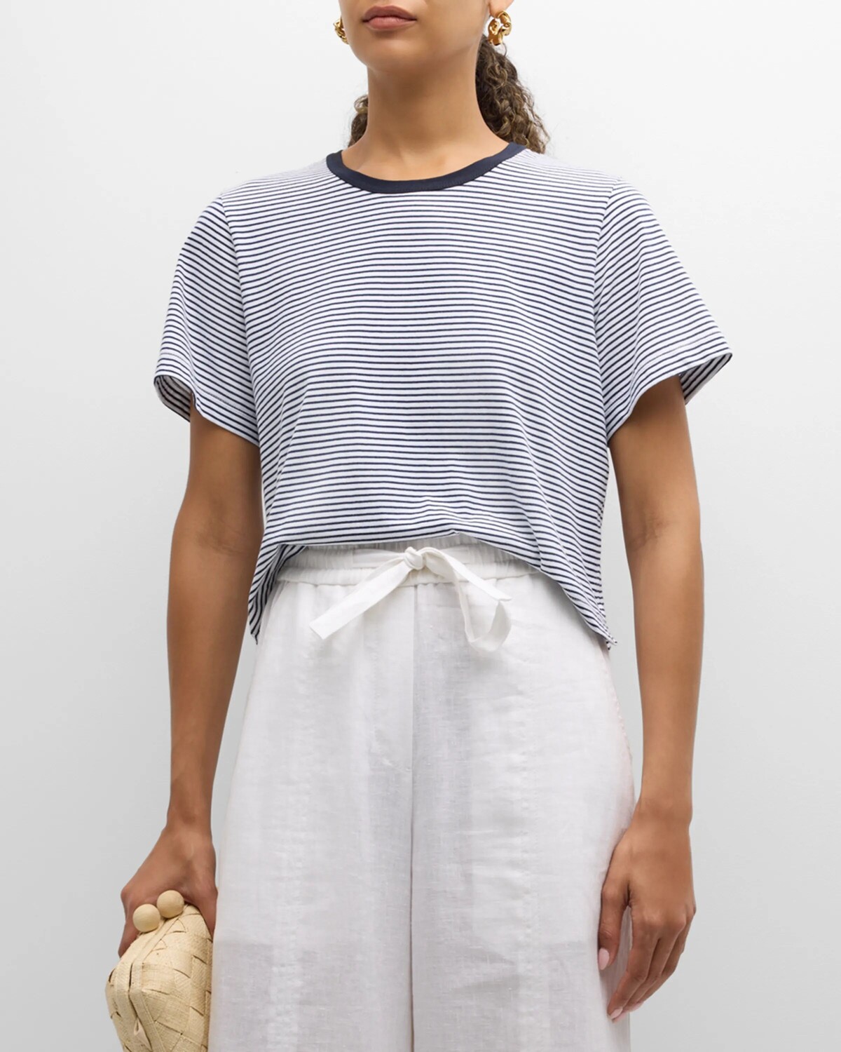 

Футболка с круглым вырезом Julia Stripe A.L.C., цвет Off White