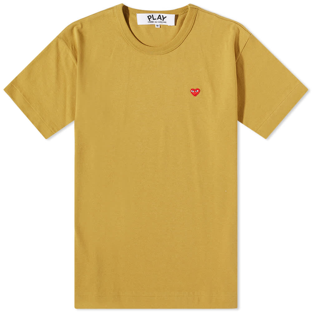 

Футболка Comme des Garcons Play с маленьким красным сердечком, оливковый, Красный, Футболка Comme des Garcons Play с маленьким красным сердечком, оливковый