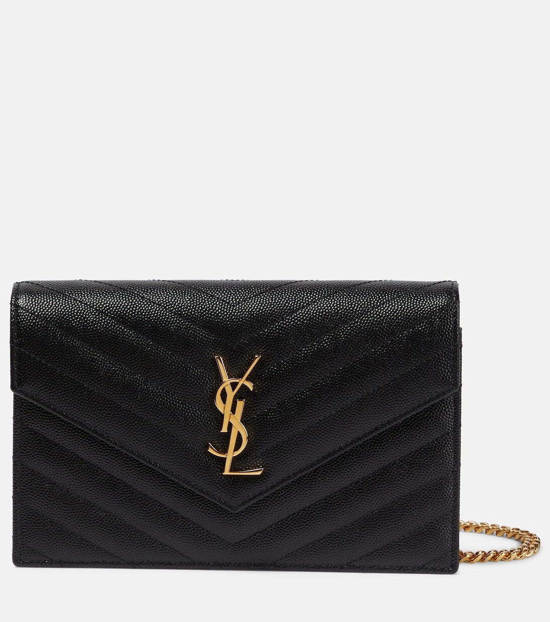 

Кожаный кошелек Cassandre matelassé на цепочке Saint Laurent, черный