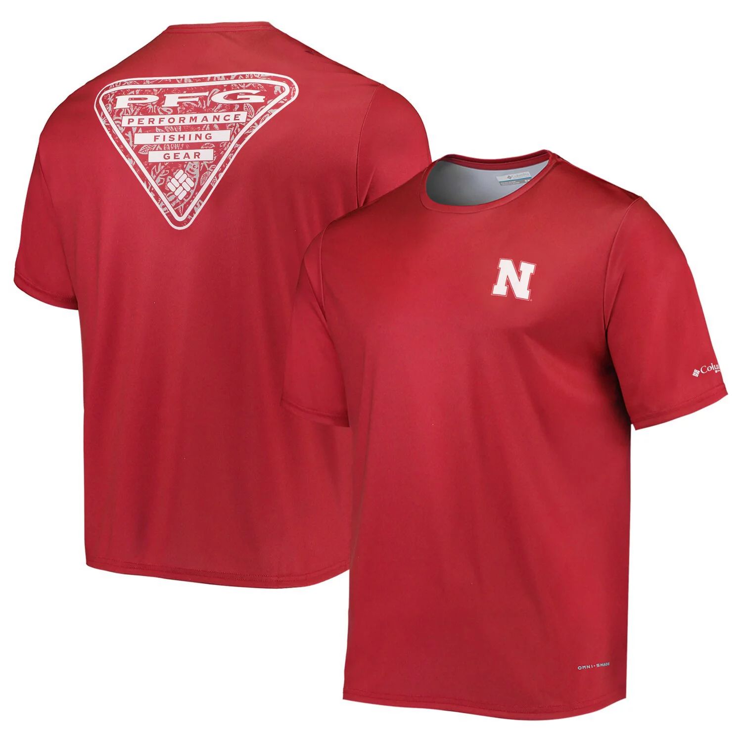 Мужская футболка Columbia Scarlet Nebraska Huskers Terminal Tackle Omni-Shade