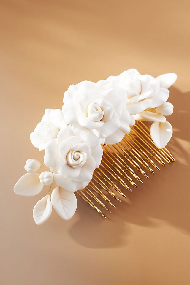 цена Расческа для волос Twigs & Honey ручной работы с изображением розы, светло-серый