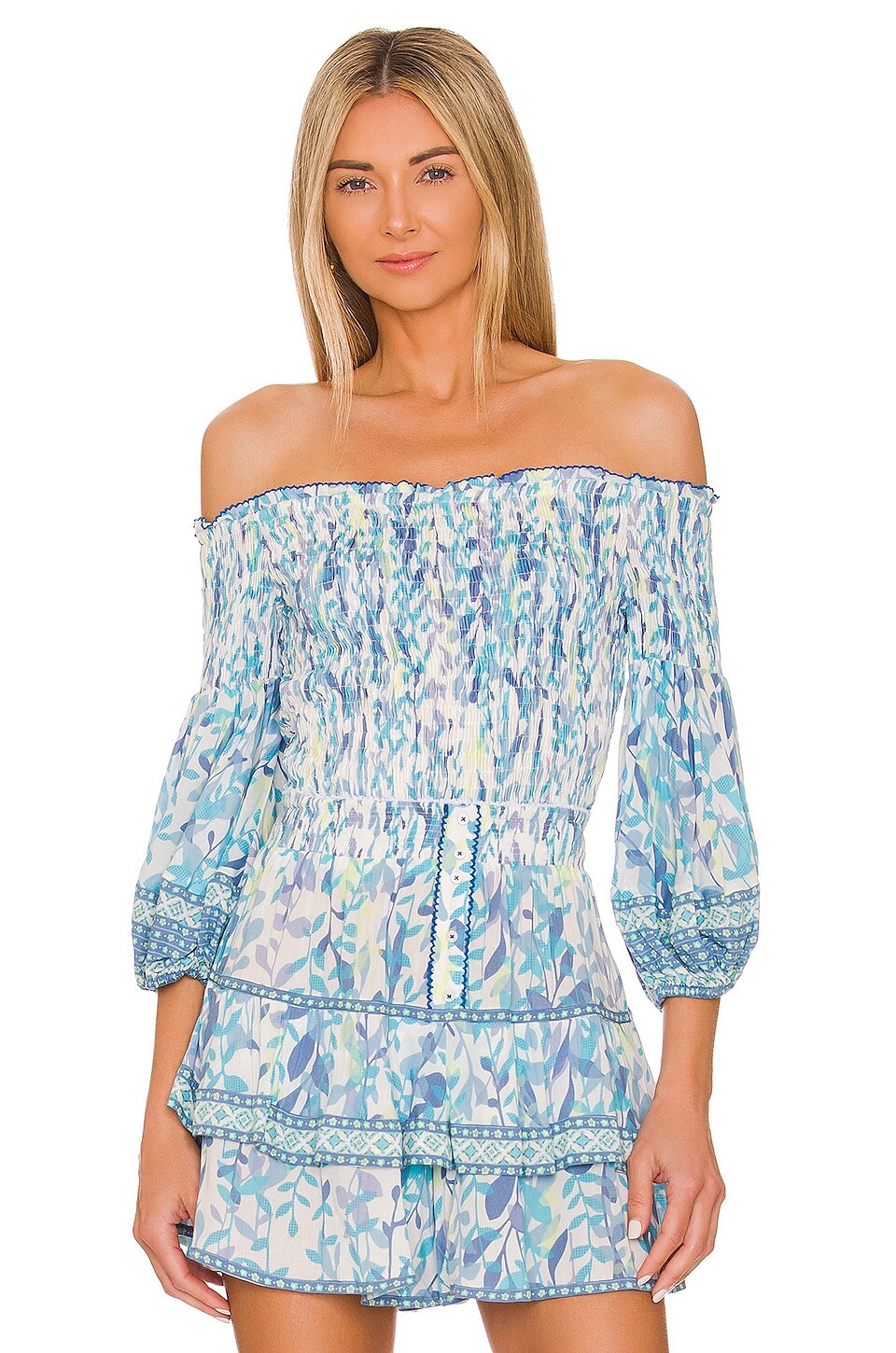 

Топ Poupette St Barth Ariel Off The Shoulder, цвет Blue Esterel