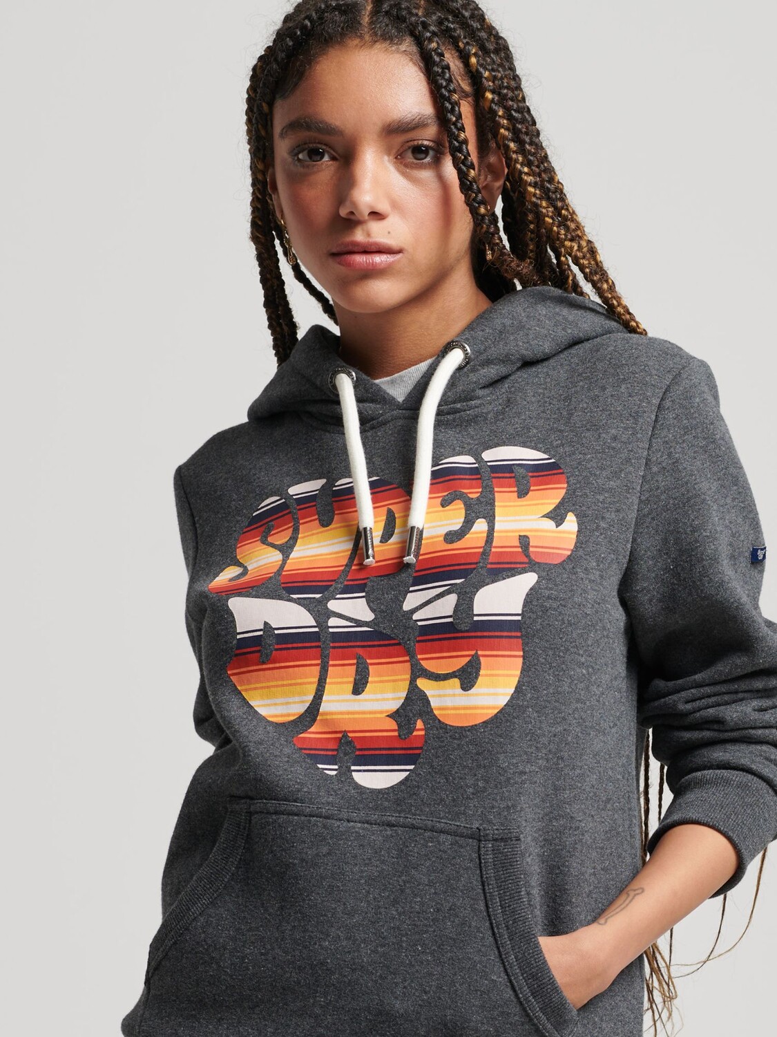 

Худи с наполнителем Superdry Vintage, цвет Почти черный вереск