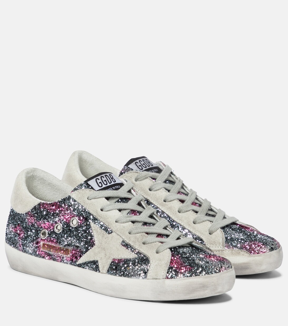 

Кеды Super-Star из кожи с декором Golden Goose, серебряный