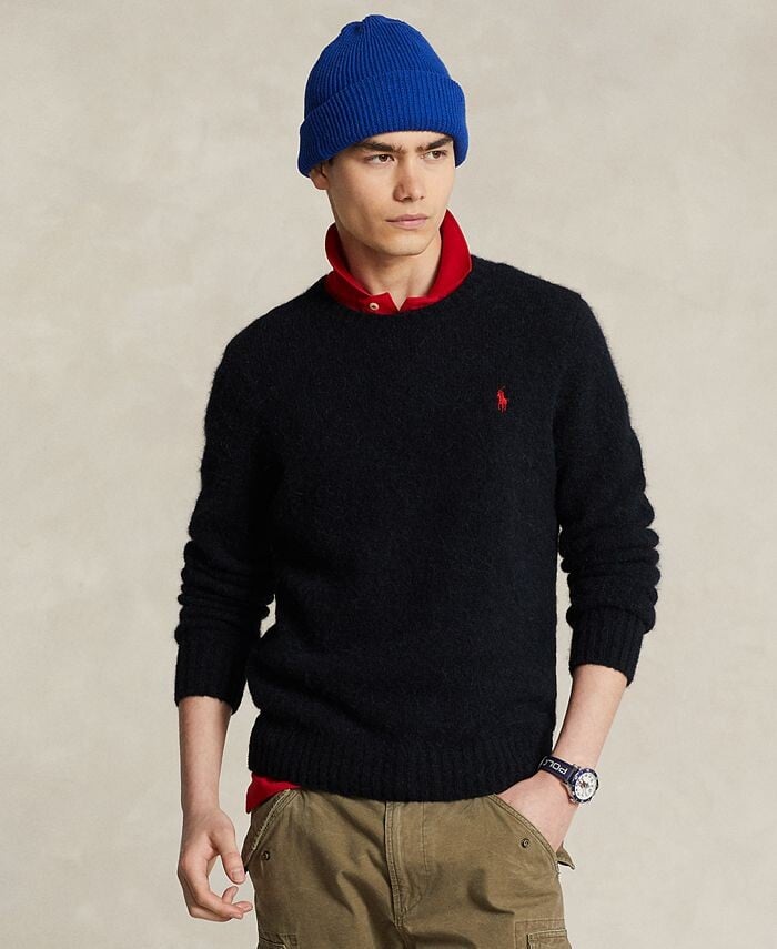 

Мужской пушистый свитер из смесовой шерсти Polo Ralph Lauren, черный