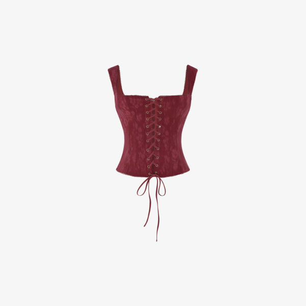 

Топ Parisa из эластичной ткани с квадратным вырезом House Of Cb, цвет merlot