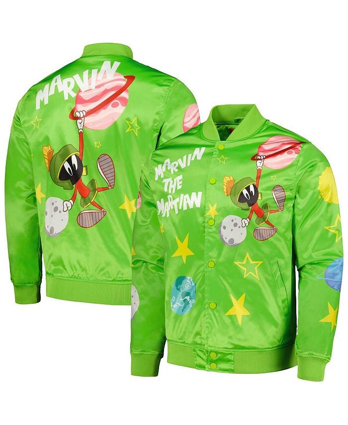

Мужская зеленая атласная куртка на кнопках с рисунком Looney Tunes Marvin the Martian Freeze Max, зеленый
