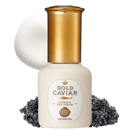 

SKINFOOD Gold Caviar EX Lifting Eye Serum 32ml — Концентрированная питательная эссенция для глаз с икрой и золотом для сухой, обвисшей и стареющей кожи — Лучшие осветляющие увлажняющие средства для сухой кожи 1,08 жидких унций Skin Food Since 19...