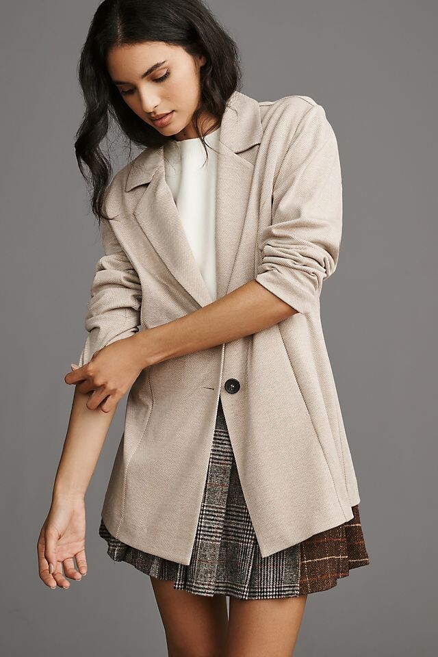 

Блейзер оверсайз Avec Les Filles трикотажный, camel chevron
