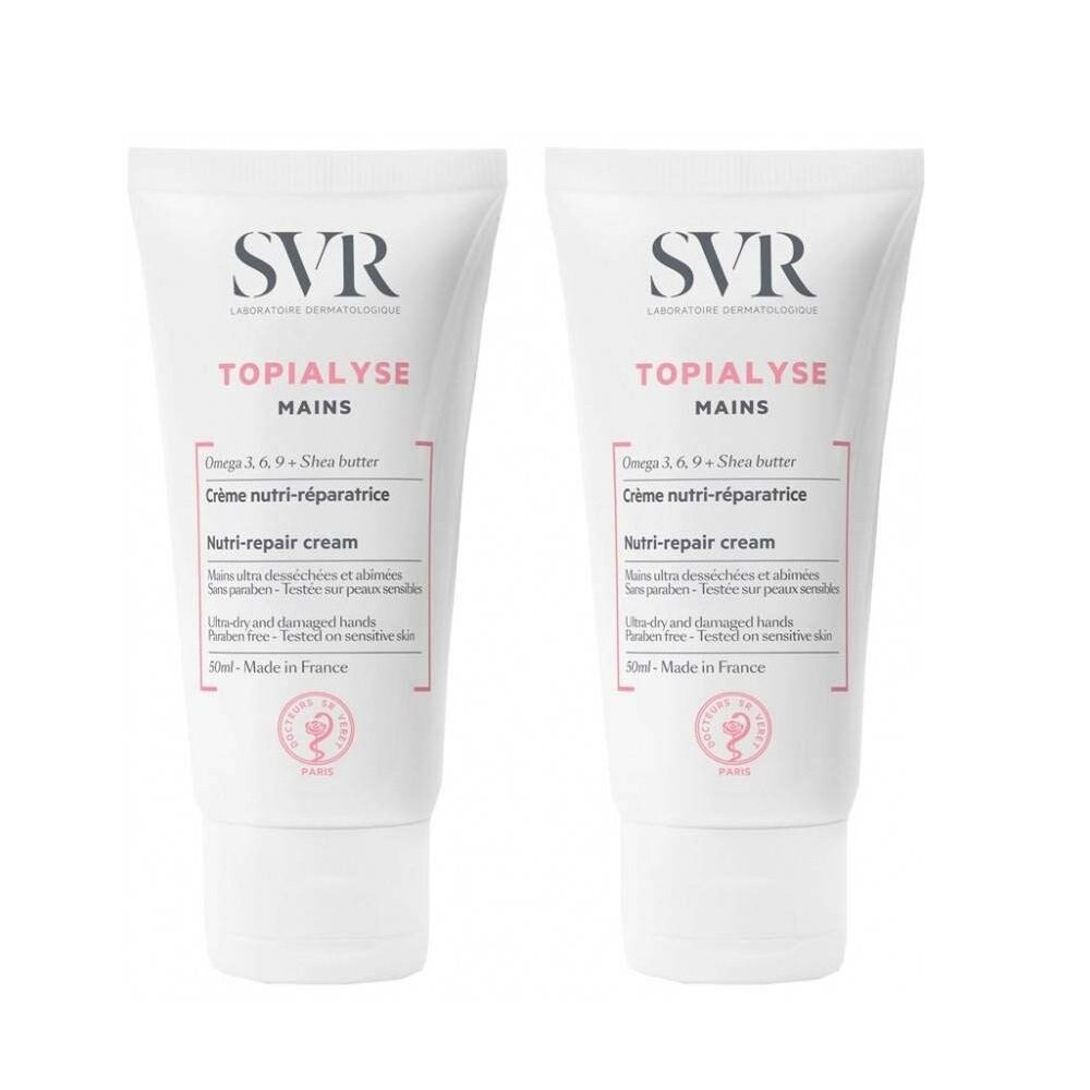 

Svr, Topialyse Mains Duo, увлажняющий и регенерирующий крем для рук, 50 мл, 2 шт