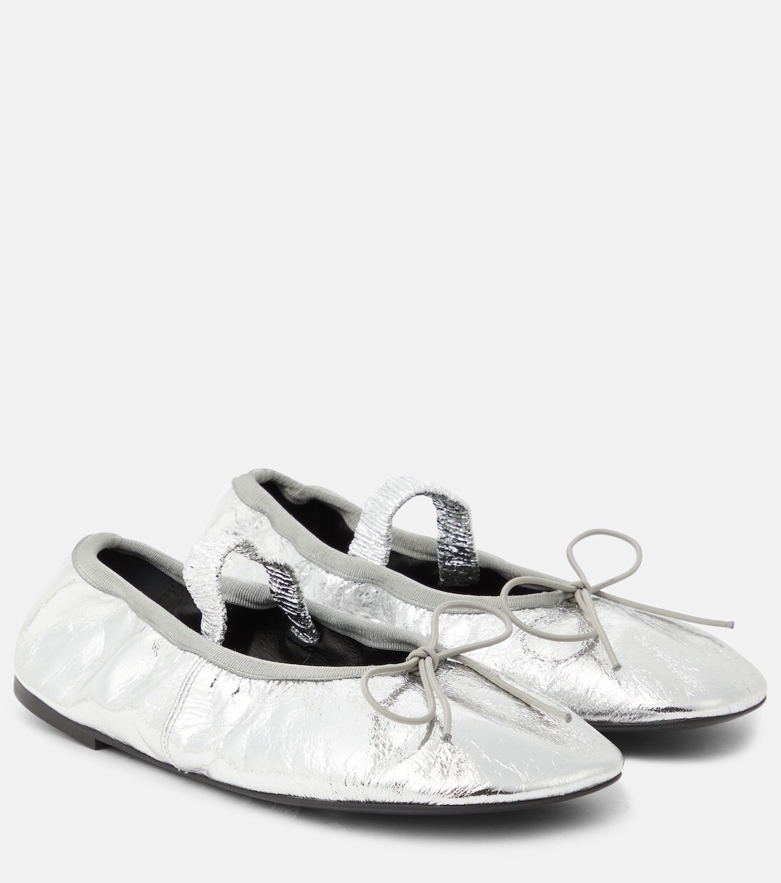 

Кожаные балетки металлик Proenza Schouler, серебро