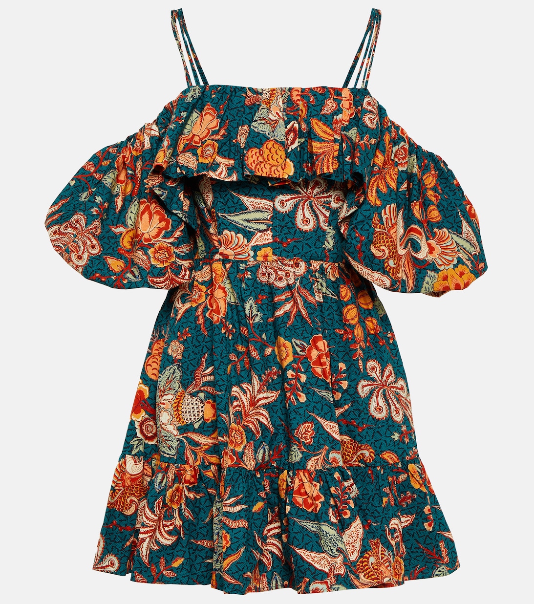 цена Мини-платье Lila из хлопкового поплина с цветочным принтом ULLA JOHNSON, разноцветный