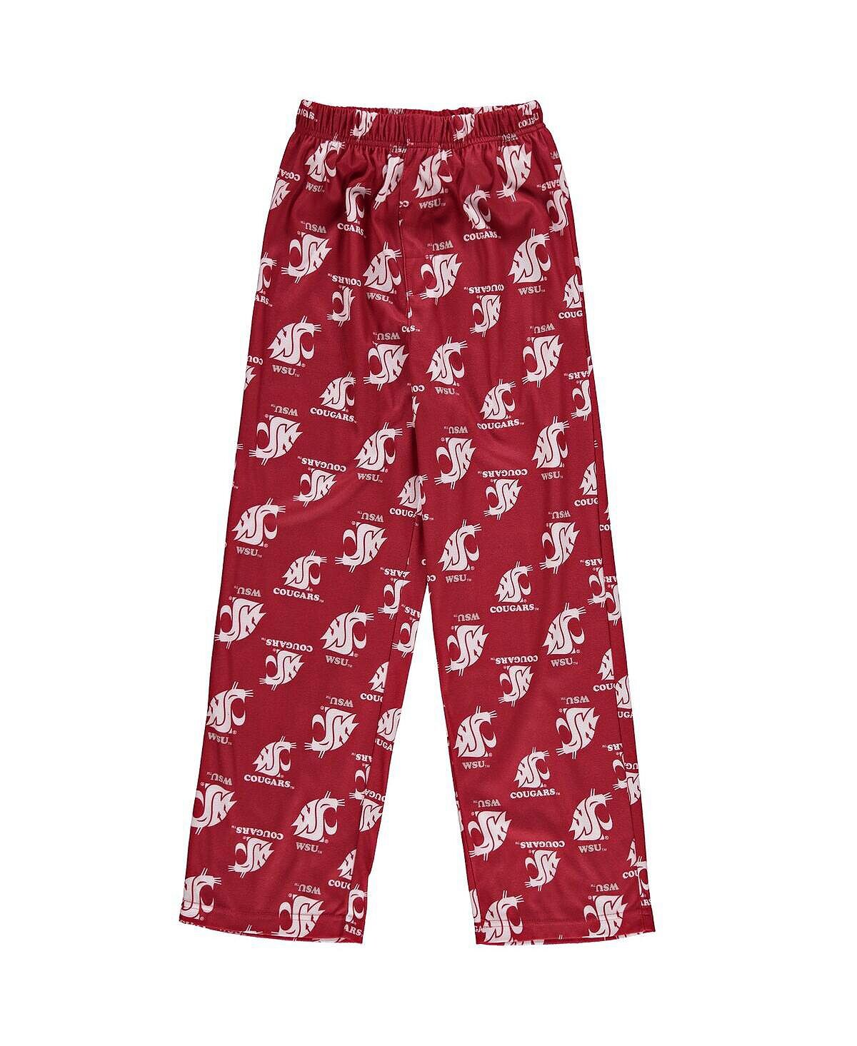 

Фланелевые пижамные штаны с принтом Big Boys Crimson Washington State Cougars Genuine Stuff