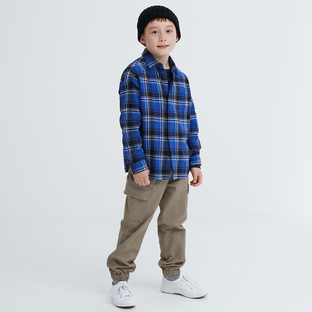 

Рубашка Uniqlo унисекс фланелевая клетчатая с длинными рукавами, синий