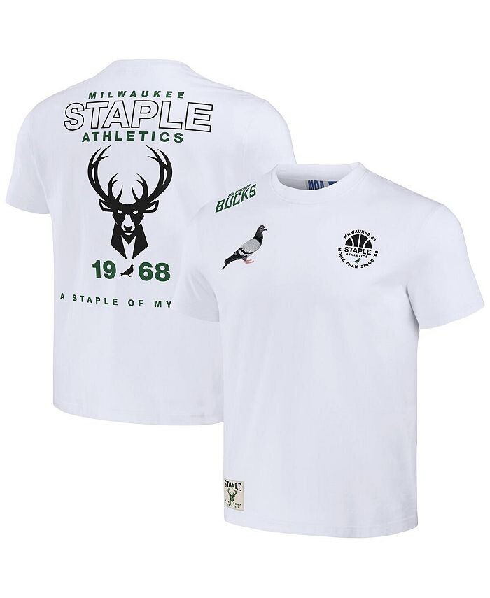

Мужская белая рваная футболка NBA x Milwaukee Bucks Home Team Staple, белый