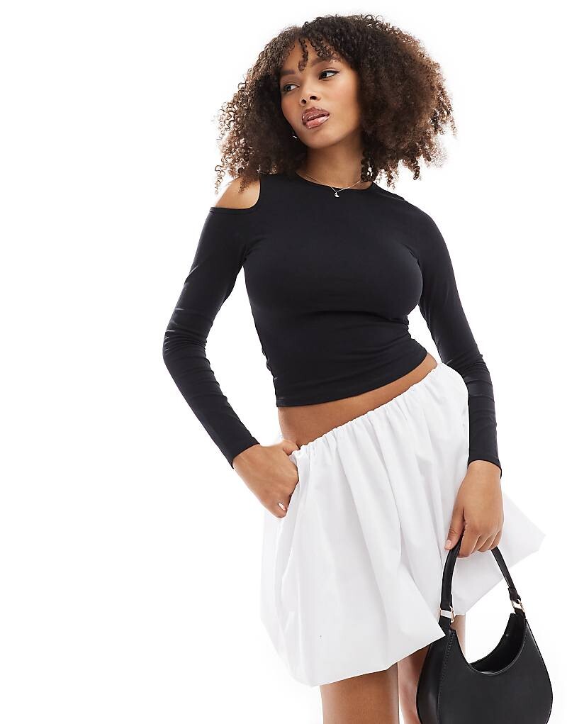 

ASOS DESIGN – Черный сетчатый топ с вырезами на плечах
