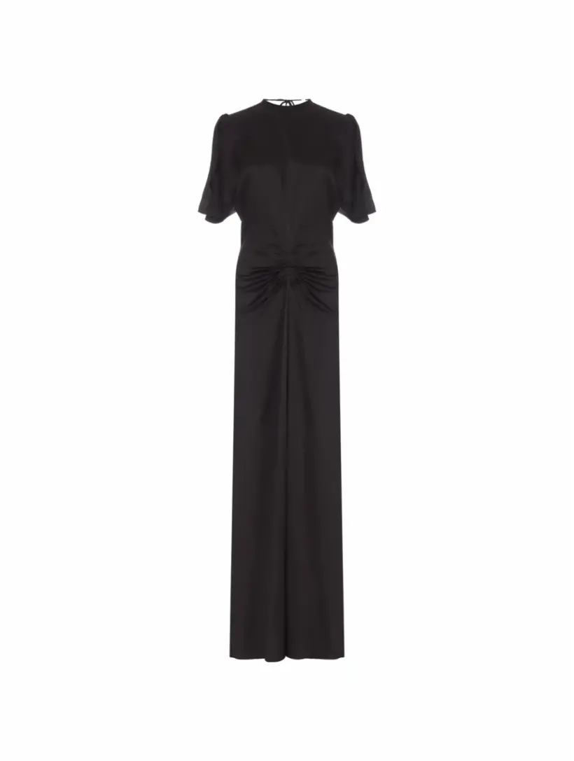 

Атласное платье со сборками Victoria Beckham, черный